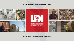 sustainability report cover image, mix of photos of people and machines